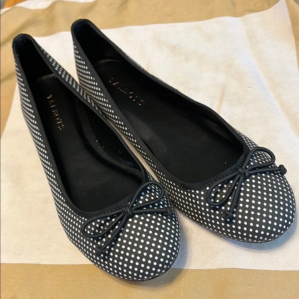 Talbots Black and White Polka Dot Flats - Picture 1 of 8